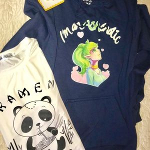 Teepublic hoodie, Holla Tee, Gudetama earrings